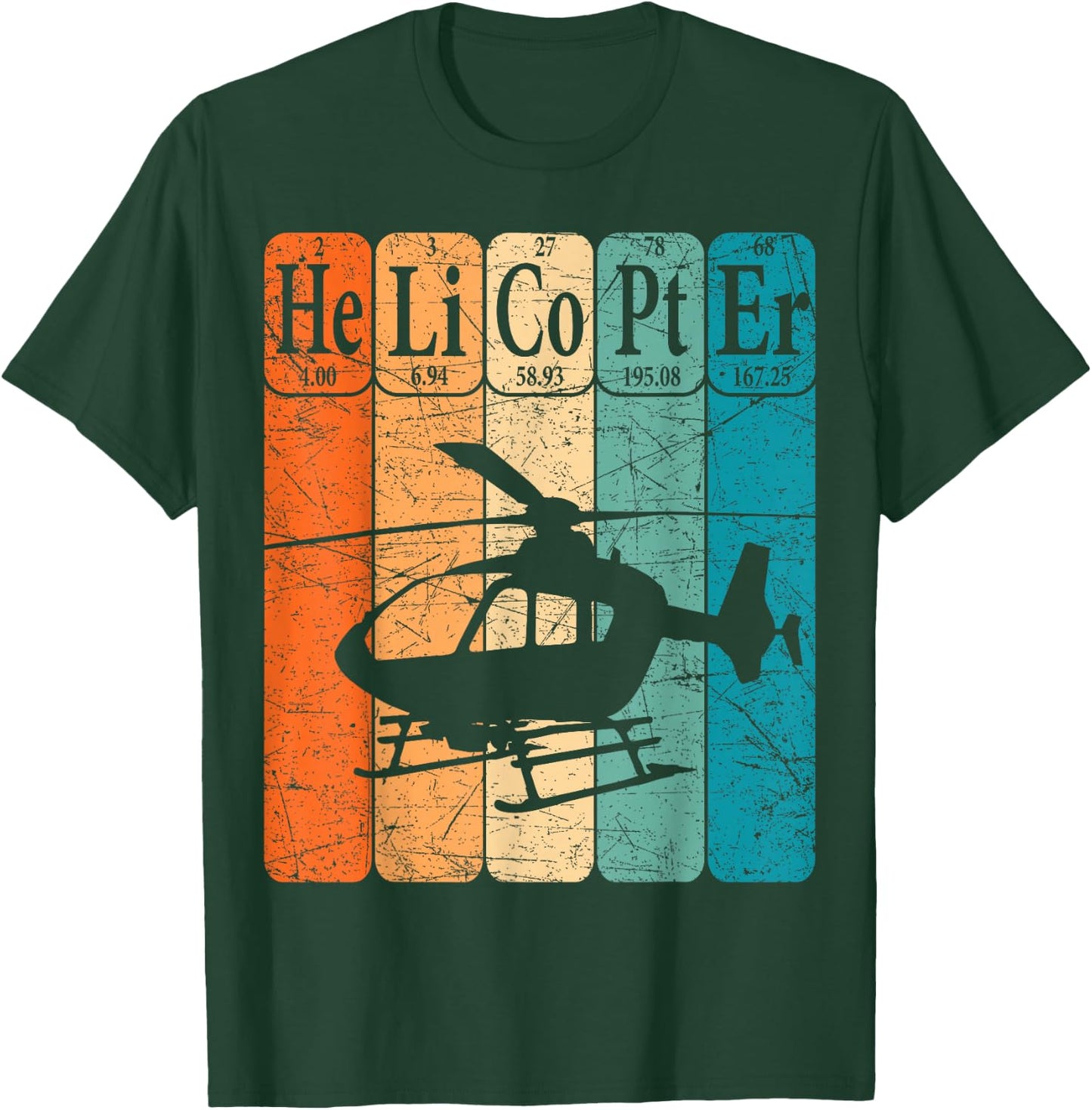 Helicopter Periodic Table Elements Aviation Helicopter Pilot T-Shirt - T-Shirt | Forest