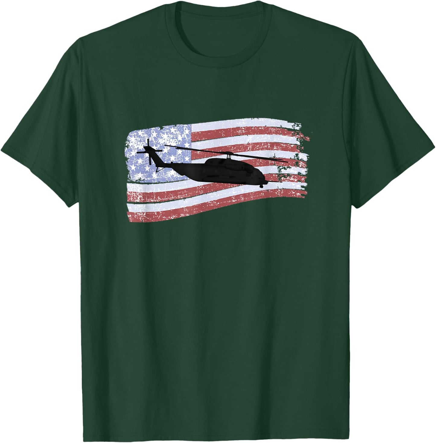MH-53 Pave Low Helicopter Distressed US Flag T-Shirt - T-Shirt | Forest