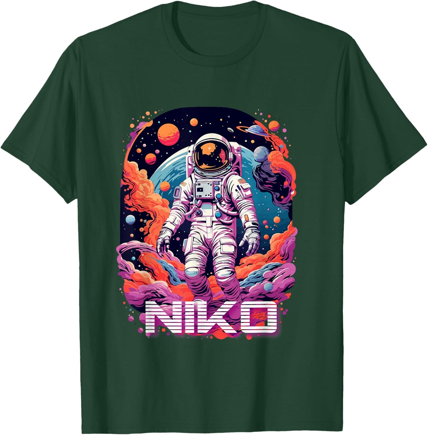 NIKO - Cute Boy Name with cool Astronaut T-Shirt - T-Shirt | Forest