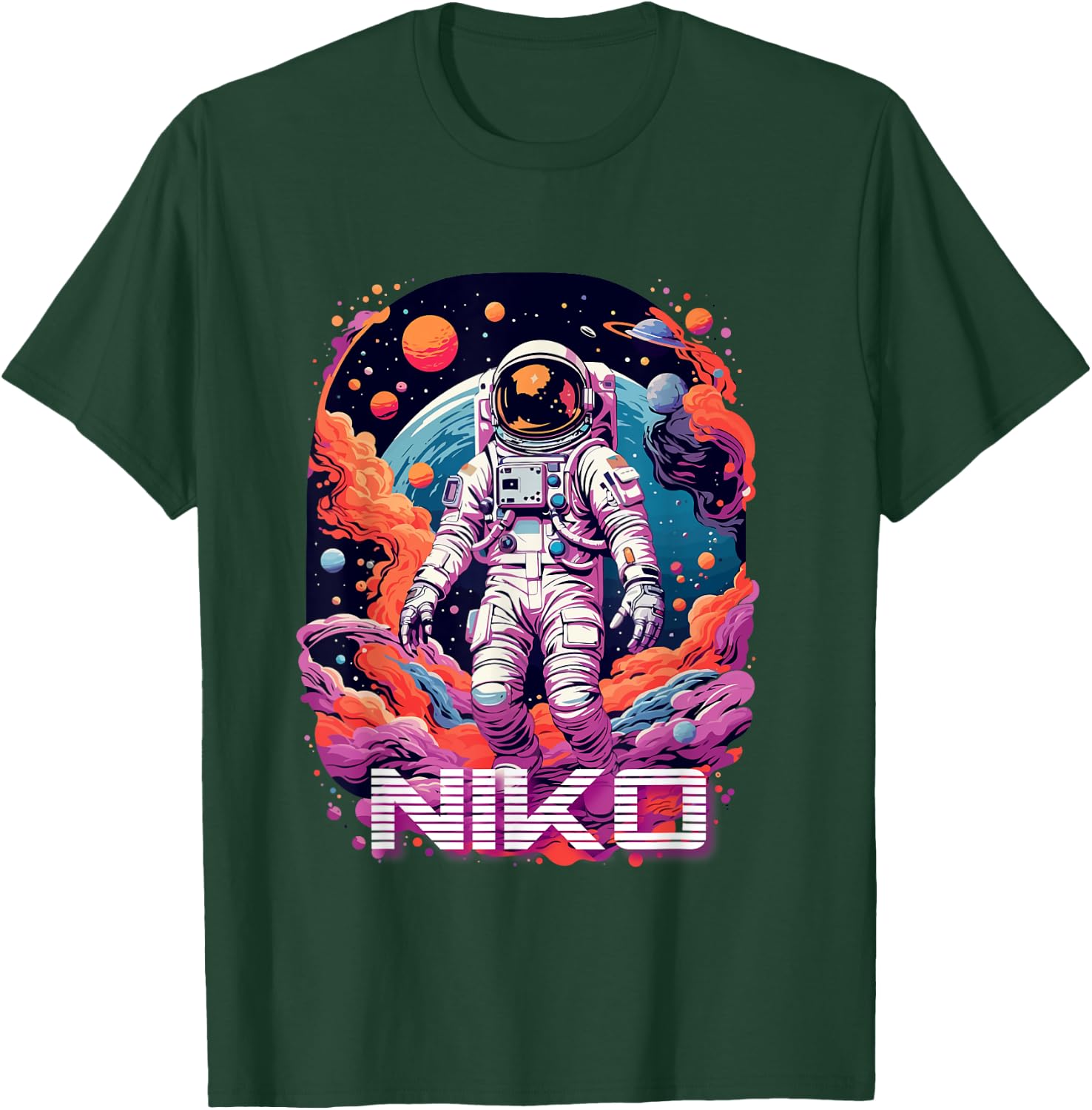 NIKO - Cute Boy Name with cool Astronaut T-Shirt - T-Shirt | Forest