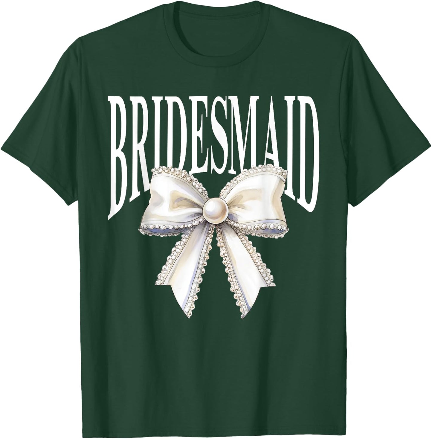Bridesmaid Retro Bow Bachelorette Party Bride I Do Crew T-Shirt - T-Shirt | Forest