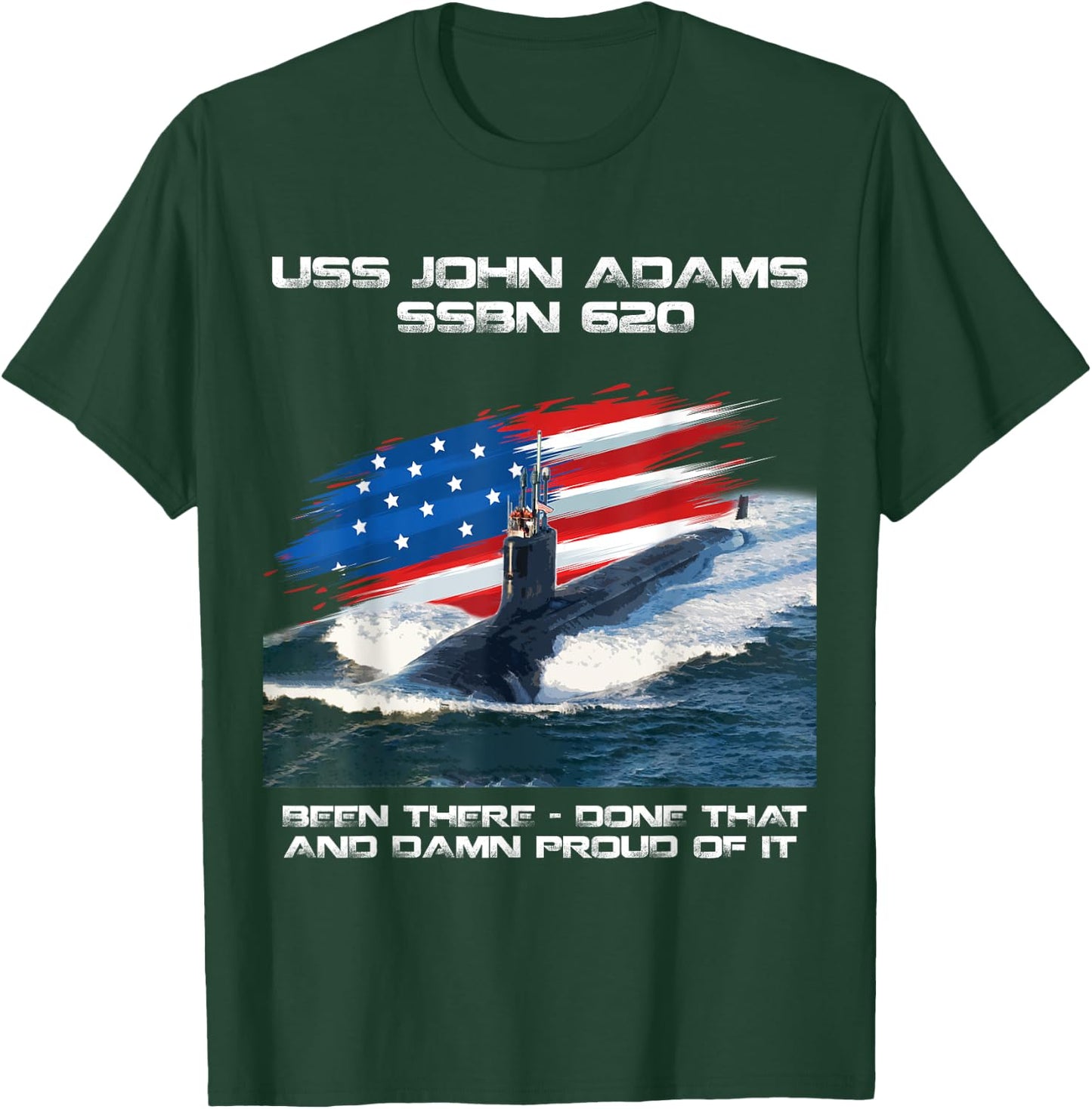 USS John Adams SSBN-620 American Flag Submarine Veteran Xmas Men T-Shirt - T-Shirt | Forest