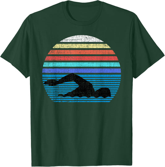 Vintage Retro Swim Swimmer Swimming 80s Gifts T-Shirt - T-Shirt | Forest