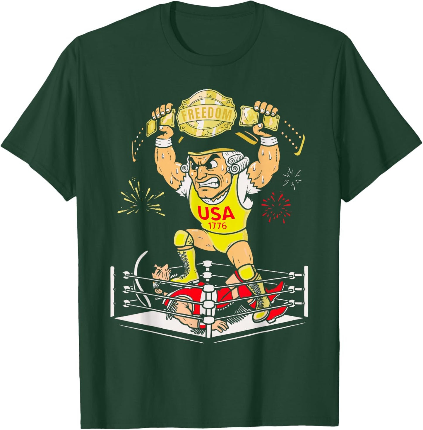 250 Years George Washington Wrestling USA 1776 4th of July T-Shirt - T-Shirt | Forest