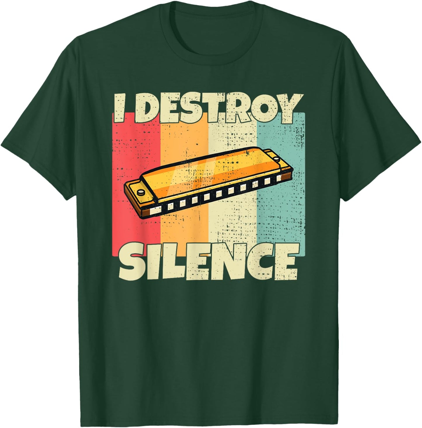 Funny Harmonica instrument I Destroy Silence for Harmonica T-Shirt - T-Shirt | Forest