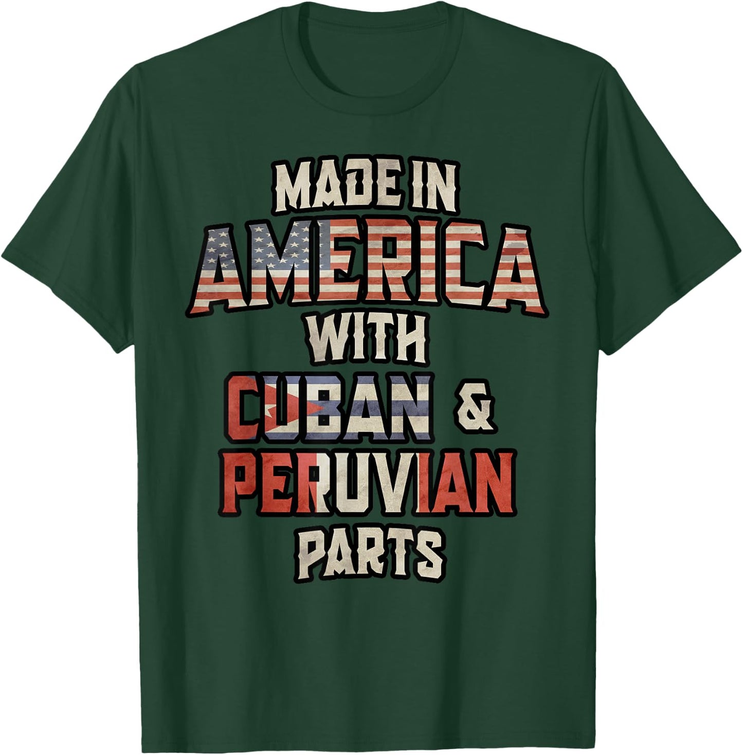 Cuban And Peruvian Made In America Mix DNA Heritage Vintage T-Shirt - T-Shirt | Forest