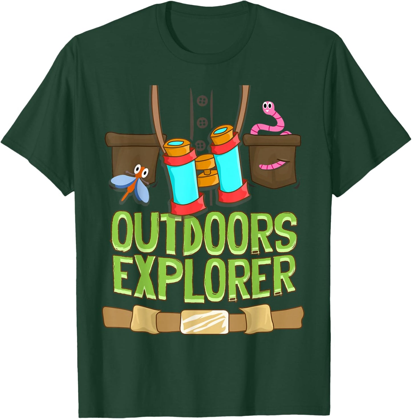 Outdoors Explorer Zookeeper Vest Bugs Binoculars Safari Kids T-Shirt - T-Shirt | Forest