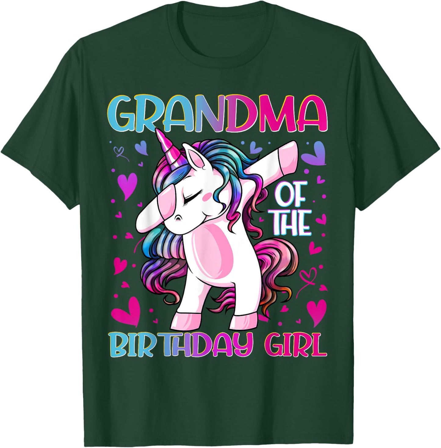 Grandma of the Birthday Girl Dabbing Unicorn Grandmother T-Shirt - T-Shirt | Forest