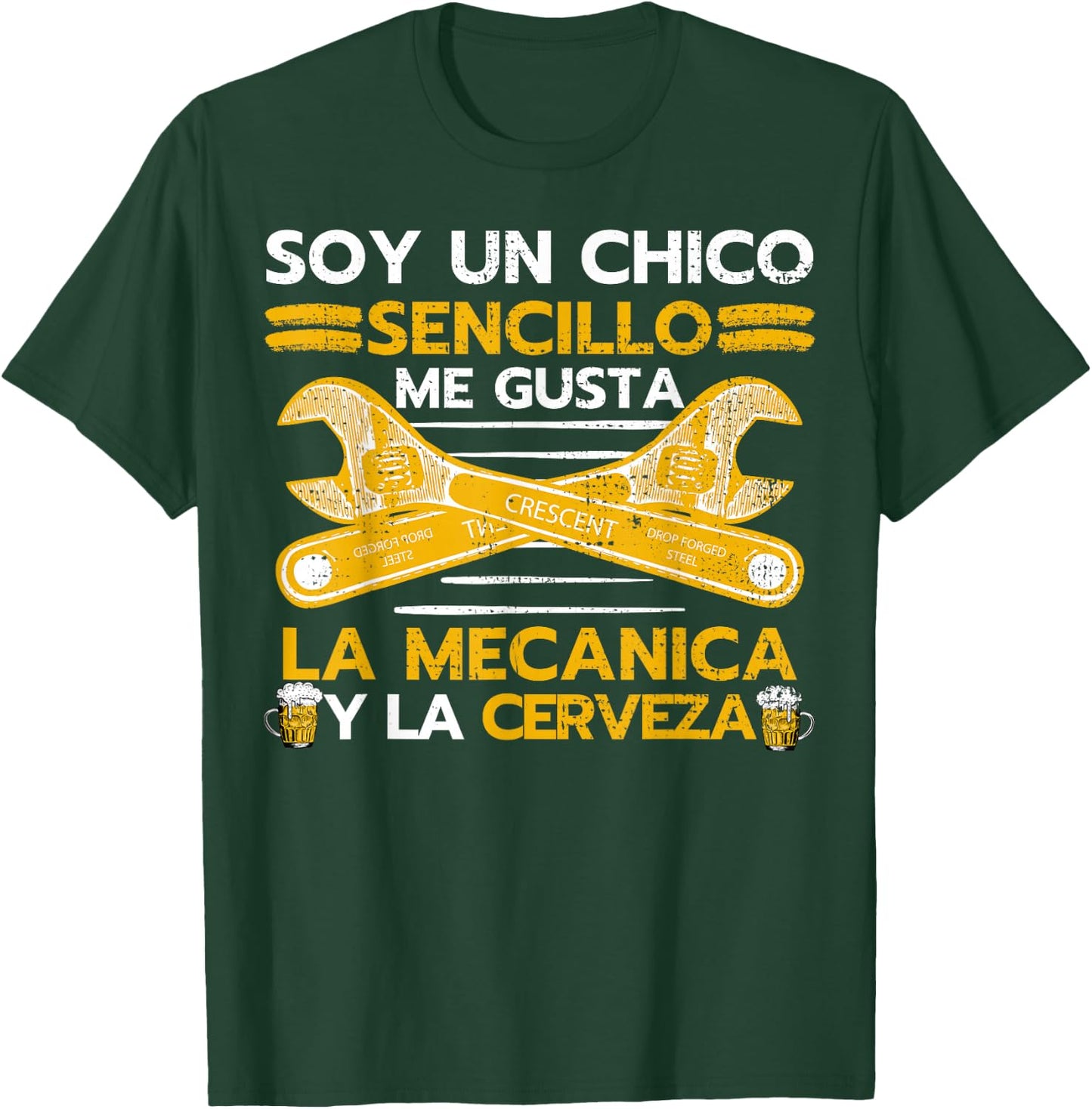 Mecánica y Cerveza, Chico Sencillo Mecanica Cerveza T-Shirt - T-Shirt | Forest