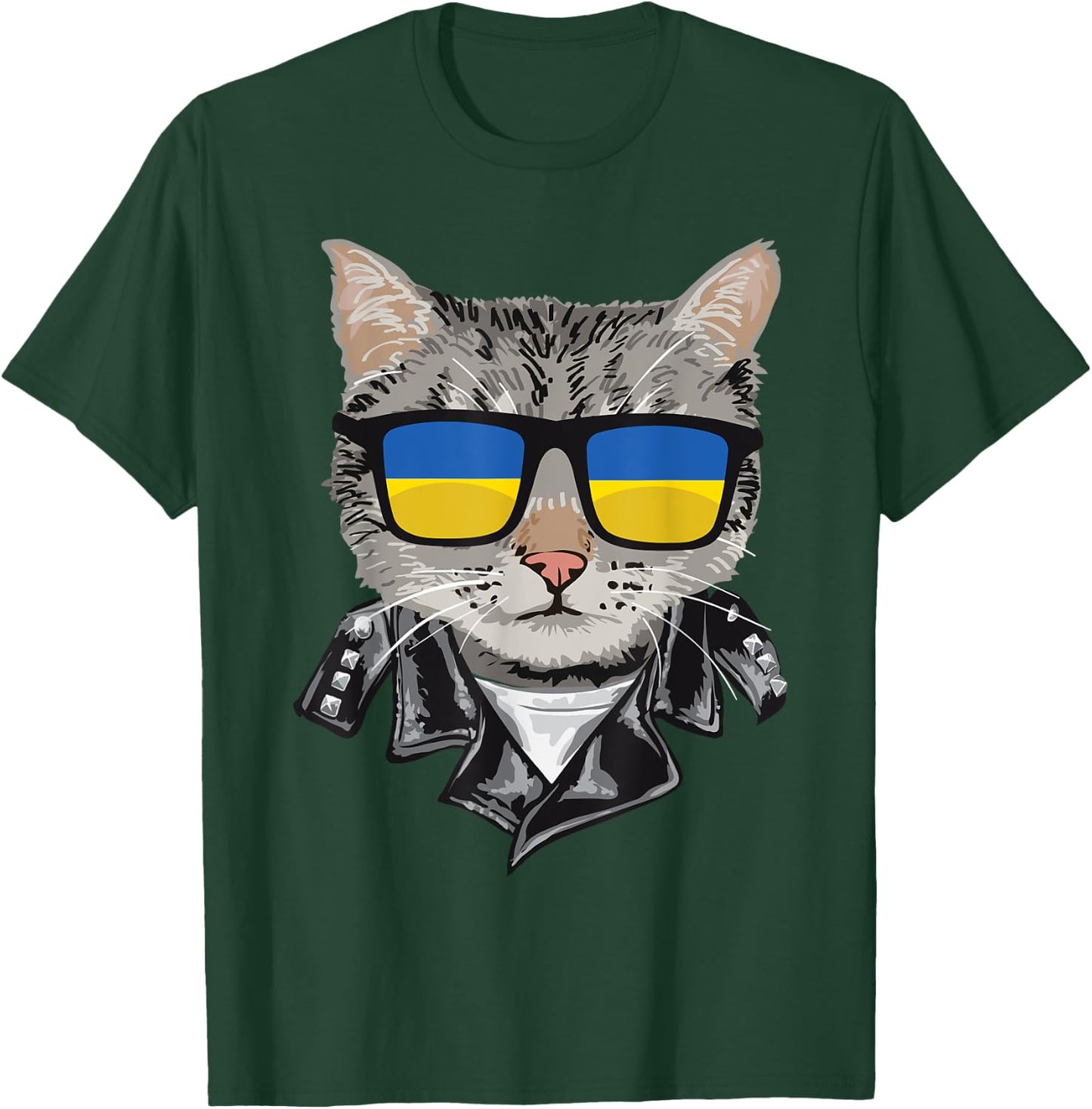 Cat Ukraine Flag Sunglasses - Cool Ukrainian Cat Women T-Shirt - T-Shirt | Forest