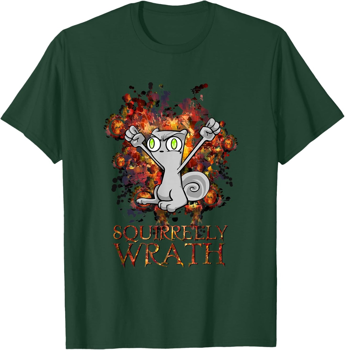 iLL WiLL PrEss, LLC Squirrelly Wrath: Foamy The Squirrel Adult Black Cartoon Animal T-Shirt - T-Shirt | Forest