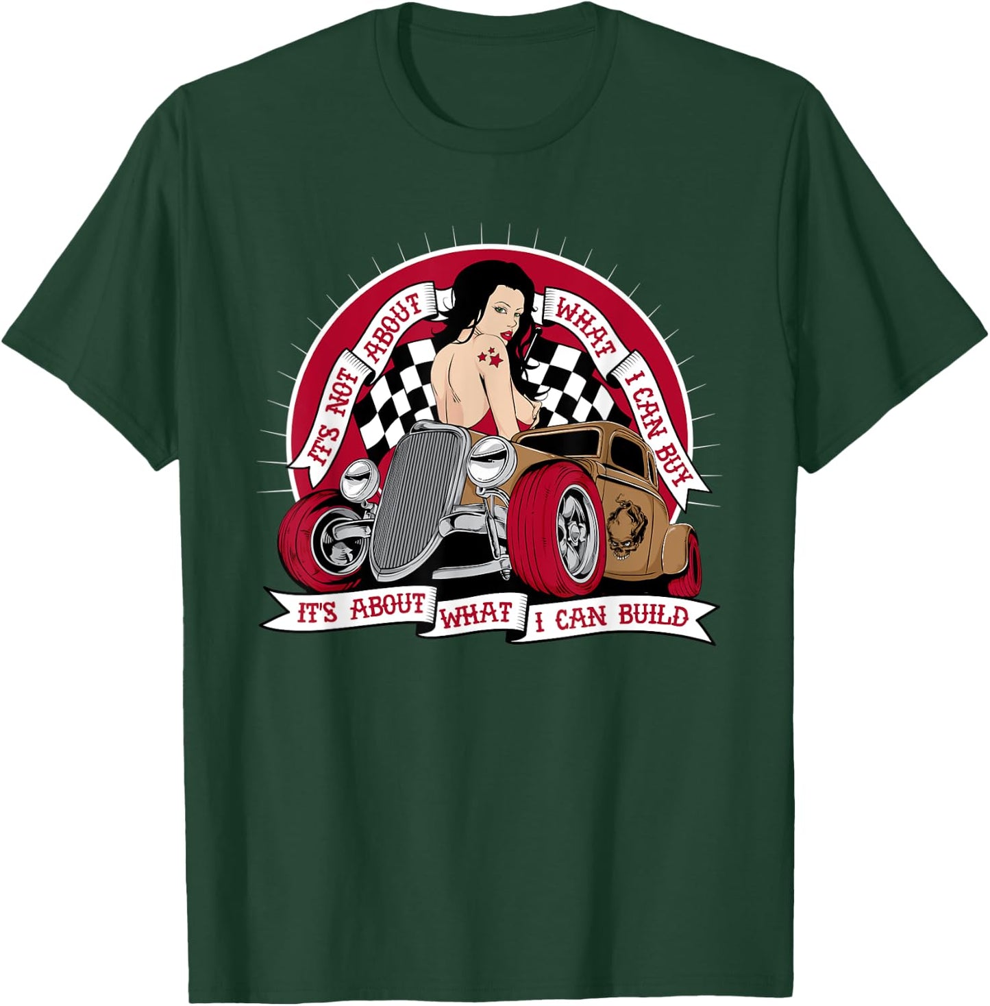 Hot Rod T Shirt Retro 50s Rockabilly Rock N Roll Pin up Girl T-Shirt - T-Shirt | Forest