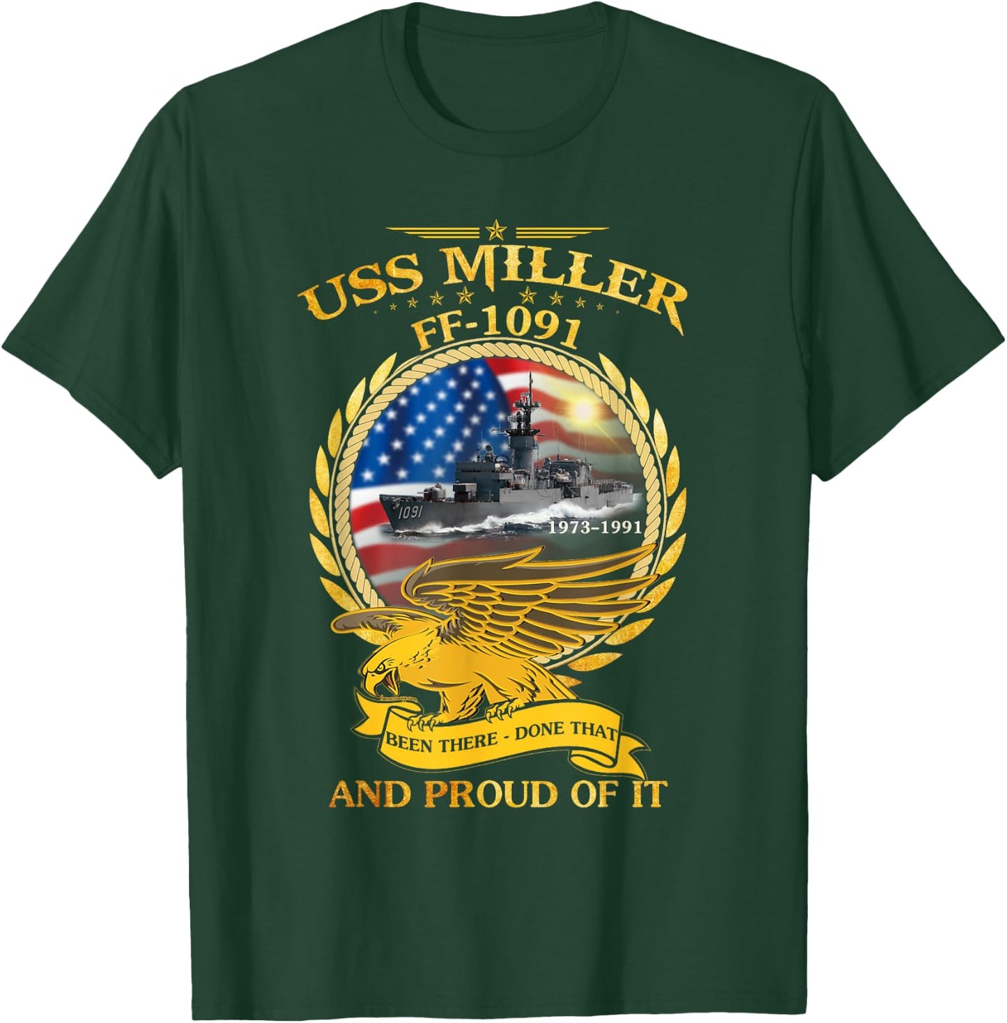 USS Miller (FF-1091) T-Shirt - T-Shirt | Forest