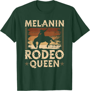 Bronc Riding Melanin Rodeo Queen African American Cowgirl T-Shirt - T-Shirt | Forest