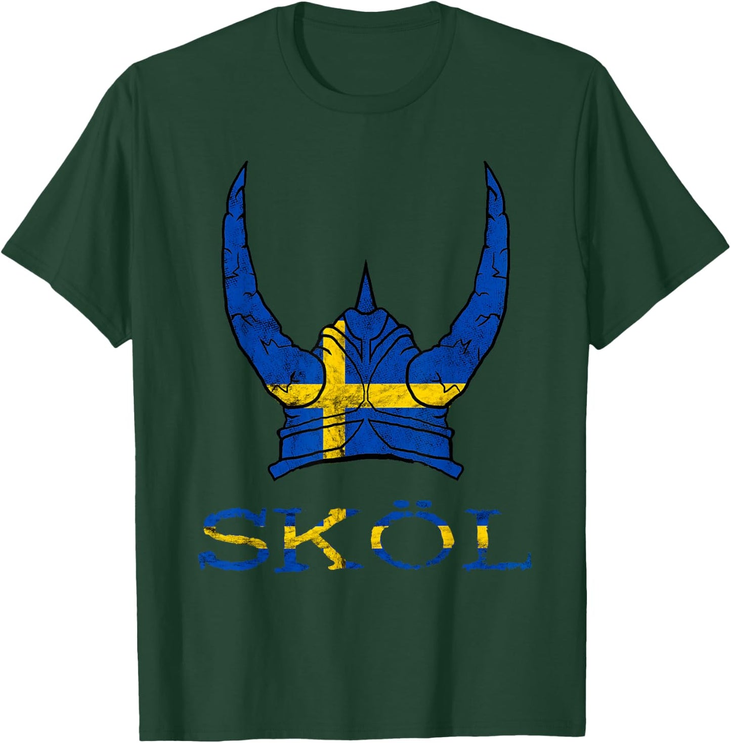 Skol Swedish Viking Helmet Sweden Nordic Northman Swede T-Shirt - T-Shirt | Forest