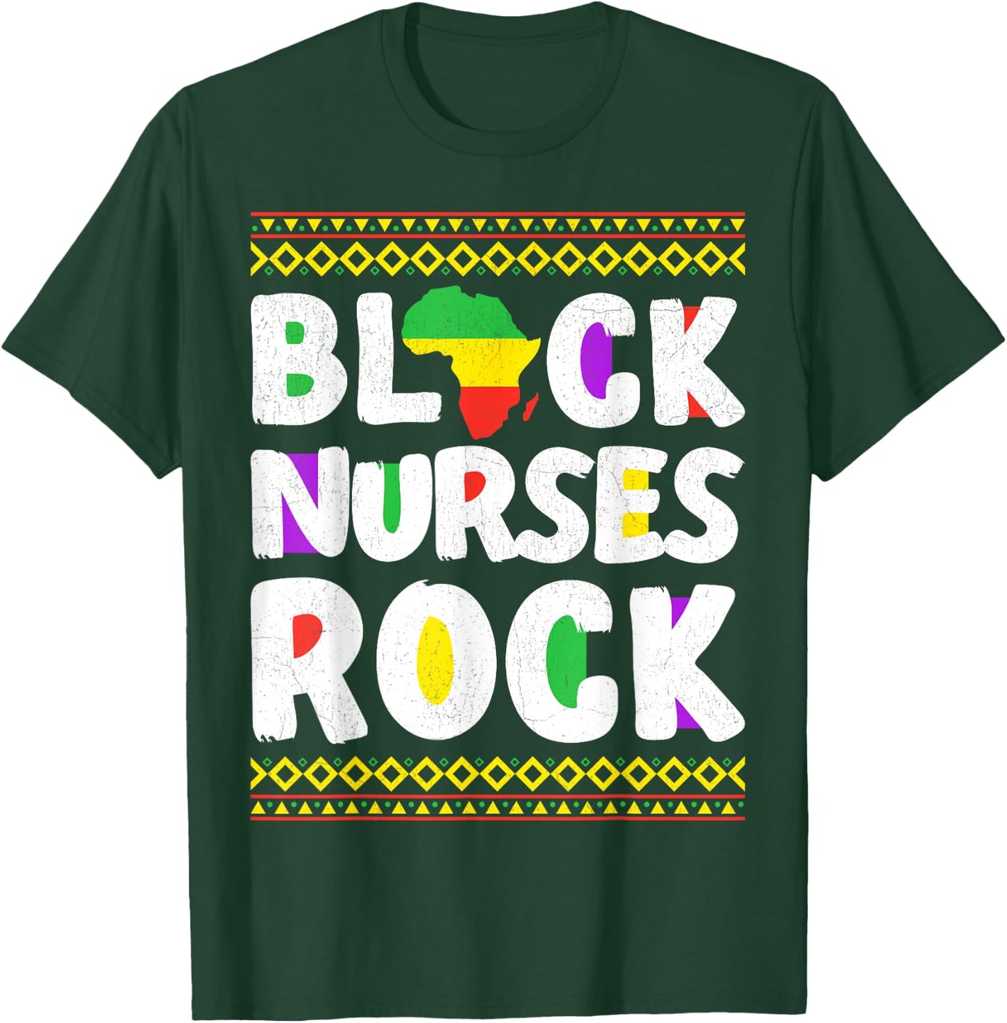 African American Black Nurse Rock Juneteenth T-Shirt - T-Shirt | Forest
