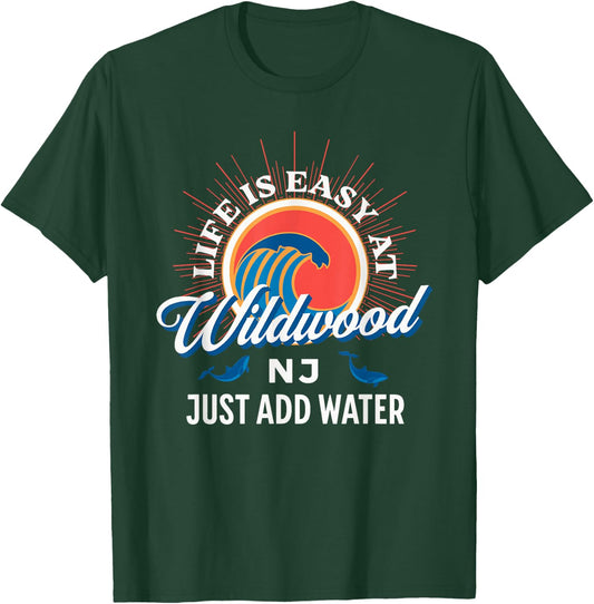 Life Is Easy At Wildwood NJ Just Add Water Beach Vacation Women Girls Kids T-Shirt - T-Shirt | Forest