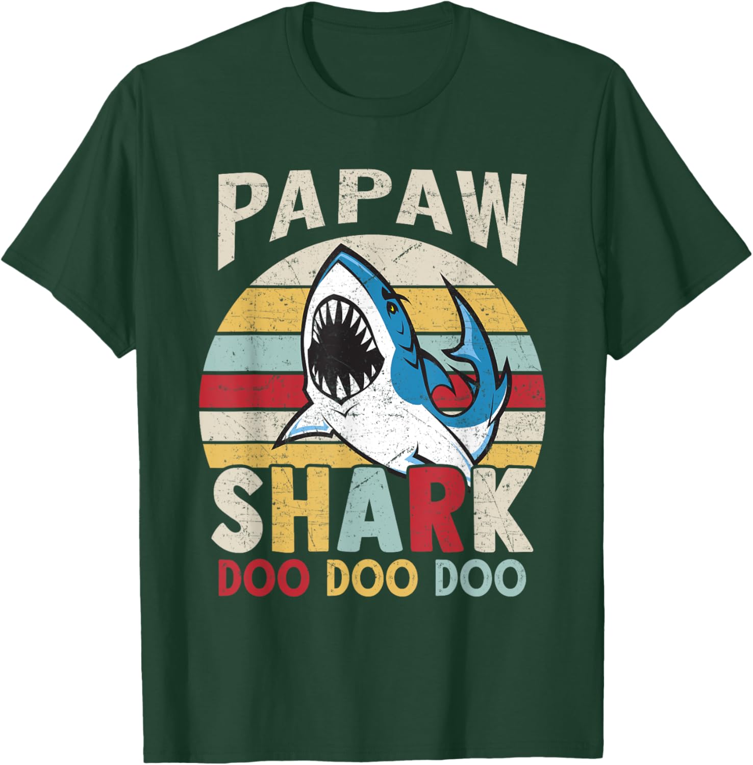 FAMILY 365 Fathers Day Funny Papaw Shark Grandpa Gift Men T-Shirt - T-Shirt | Forest
