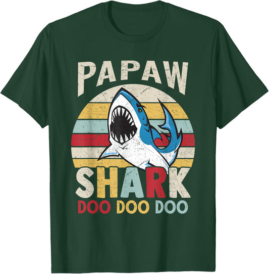 FAMILY 365 Fathers Day Funny Papaw Shark Grandpa Gift Men T-Shirt - T-Shirt | Forest