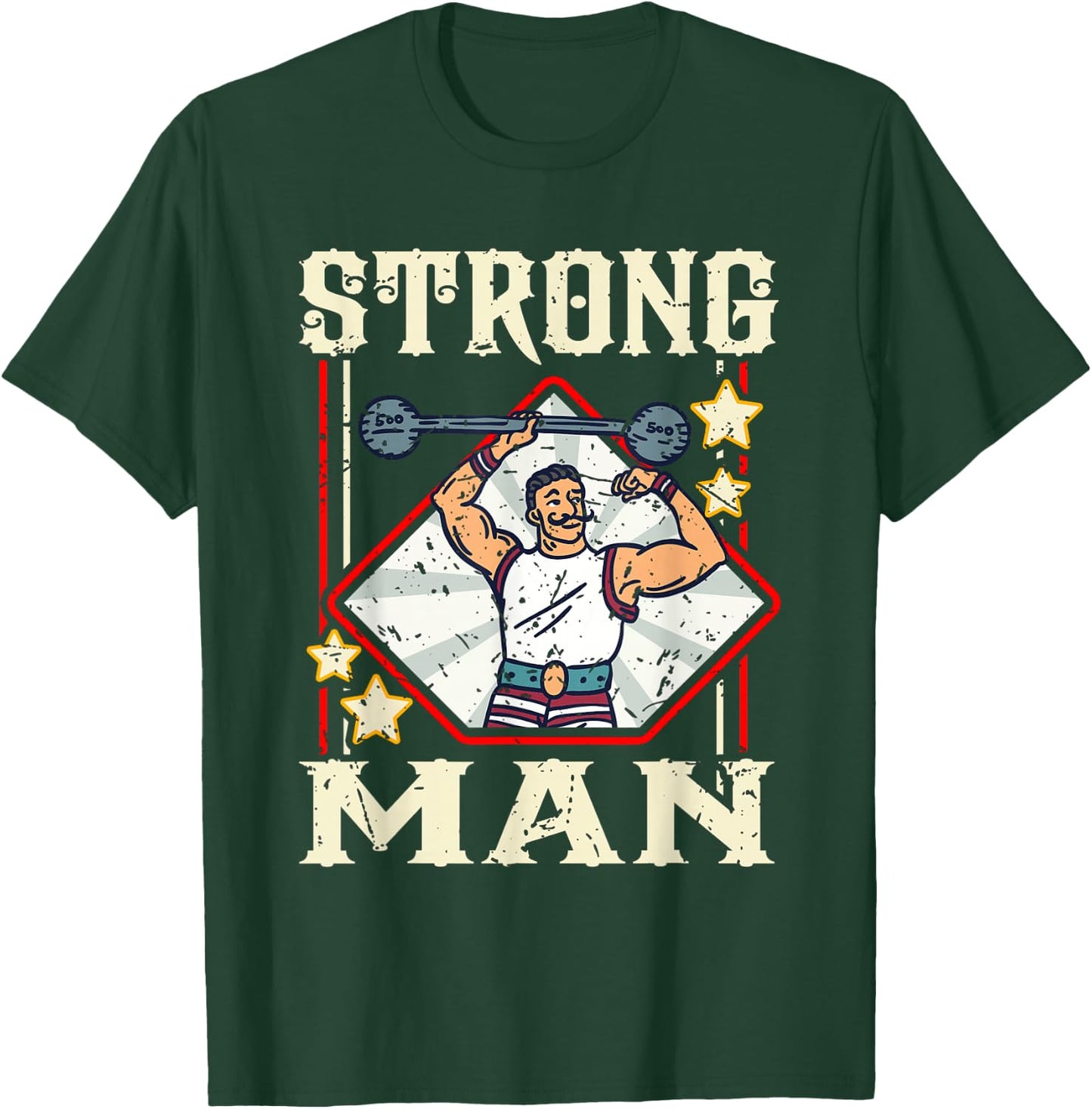 Bearded Strongman Carnival Party Circus Themed Apparel T-Shirt - T-Shirt | Forest