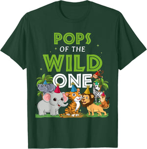 Pops of the Wild One Zoo Birthday Safari Jungle Animal T-Shirt - T-Shirt | Forest