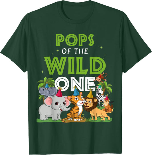 Pops of the Wild One Zoo Birthday Safari Jungle Animal T-Shirt - T-Shirt | Forest