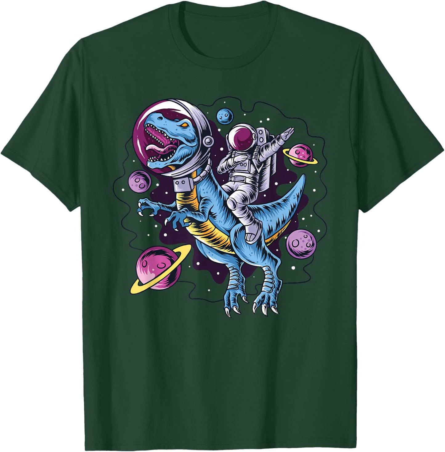 Dabbing Astronaut T-Rex Dinosaur Space All Moon Astronaut T-Shirt - T-Shirt | Forest