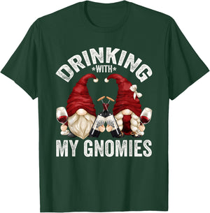 Cute Wine Gnomes Loves Drinking With My Gnomies Funny Gnome T-Shirt - T-Shirt | Forest