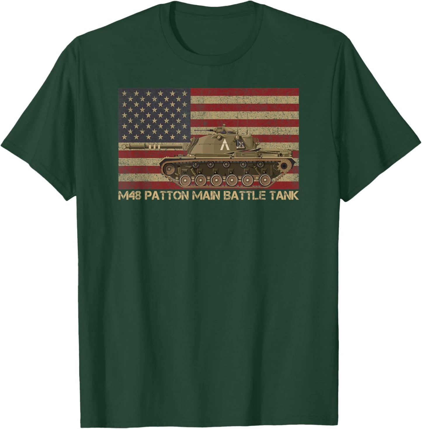 M48 Patton Main Battle Tank American Vintage USA Flag Tanks Women Kids Men T-Shirt - T-Shirt | Forest