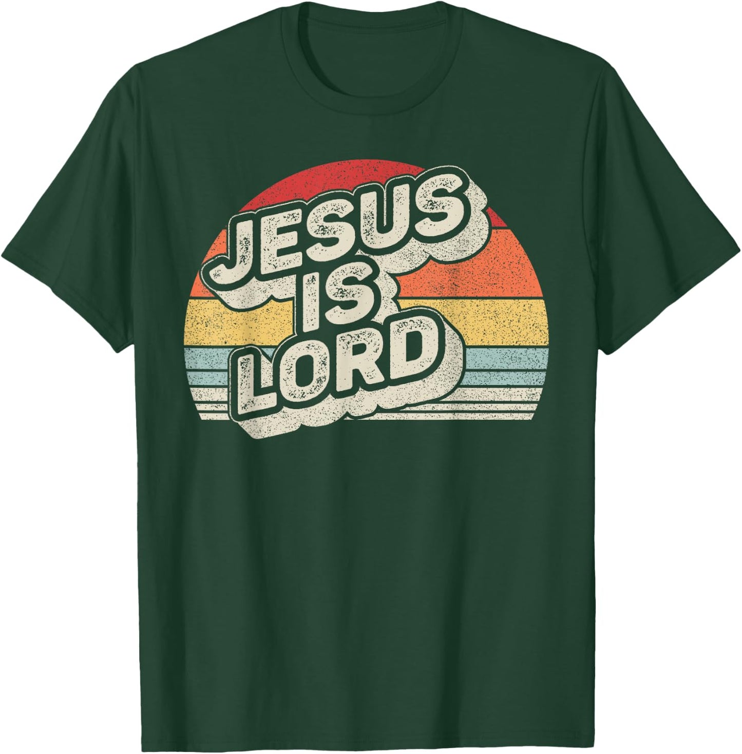 Retro Vintage Jesus Is Lord Christian Faith Christ T-Shirt - T-Shirt | Forest