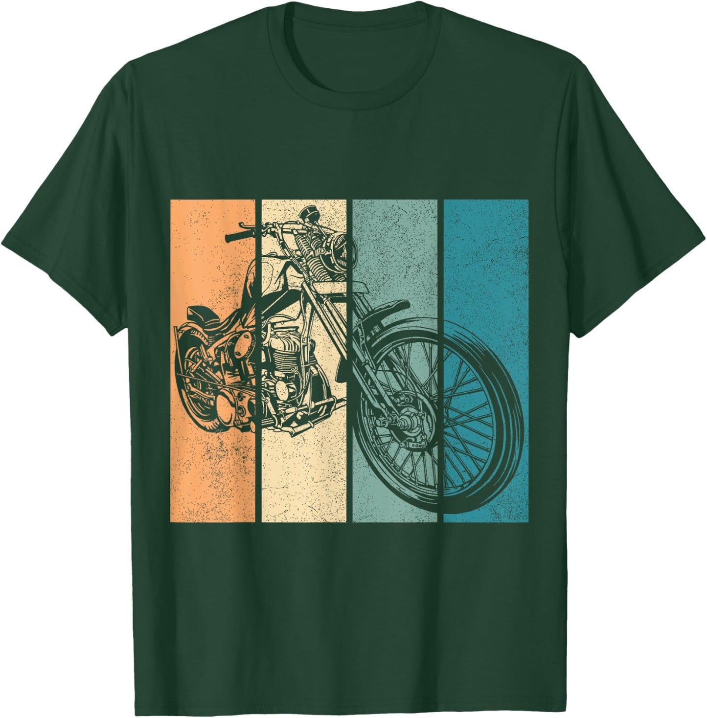 Vintage Retro Motorcycle Chopper Bikers Men Women Boys Girls T-Shirt - T-Shirt | Forest