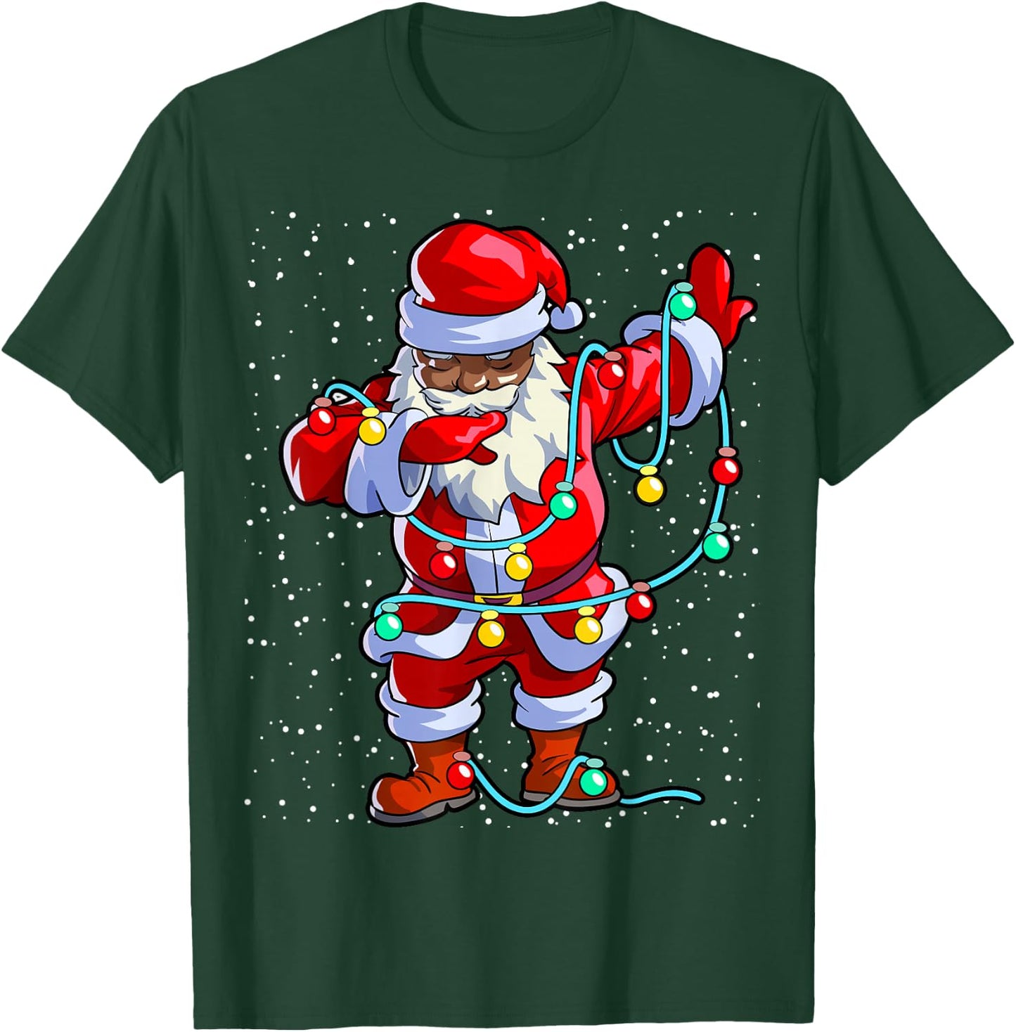 Santa Claus Black Christmas Afro African American Xmas T-Shirt - T-Shirt | Forest