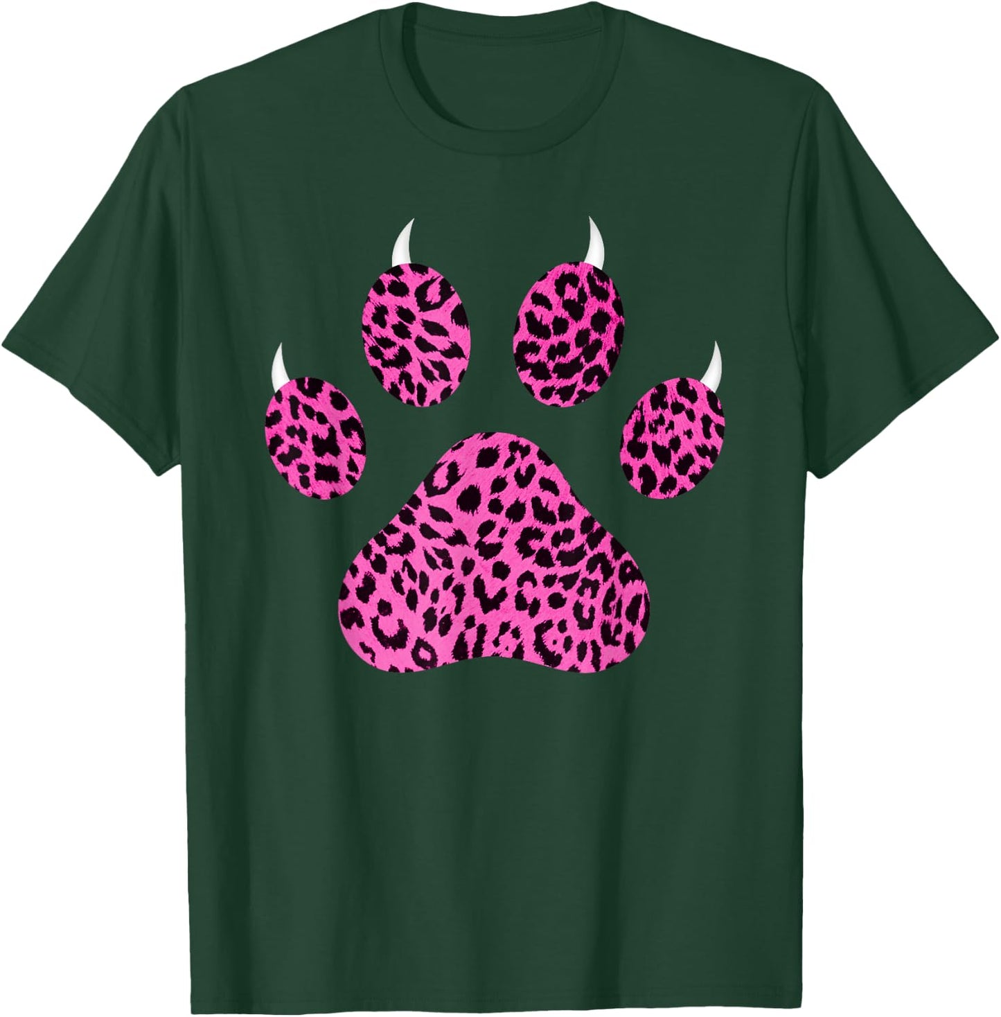 Pink and Black Leopard Paw Print with Claws - Pink Cheetah T-Shirt - T-Shirt | Forest