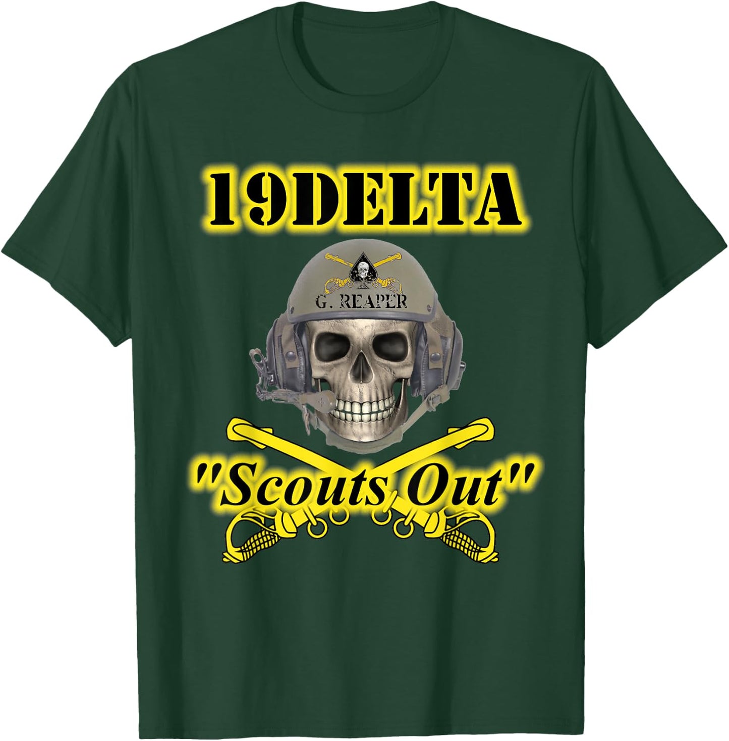 Army Cavalry Scouts MOS - veterans - Skull design on front T-Shirt - T-Shirt | Forest