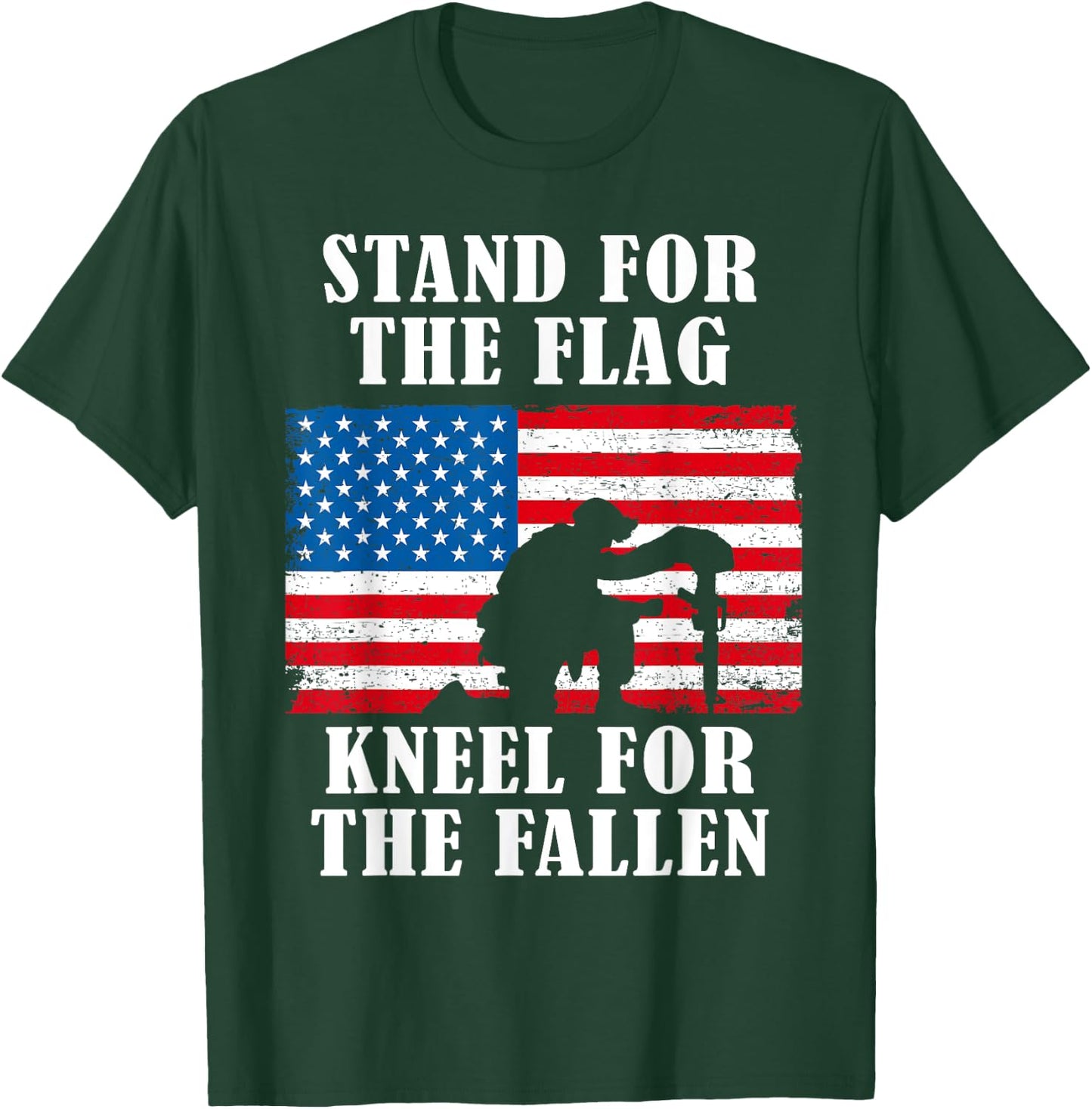Stand for the Flag | Veterans Day Partiotic Military T-Shirt - T-Shirt | Forest