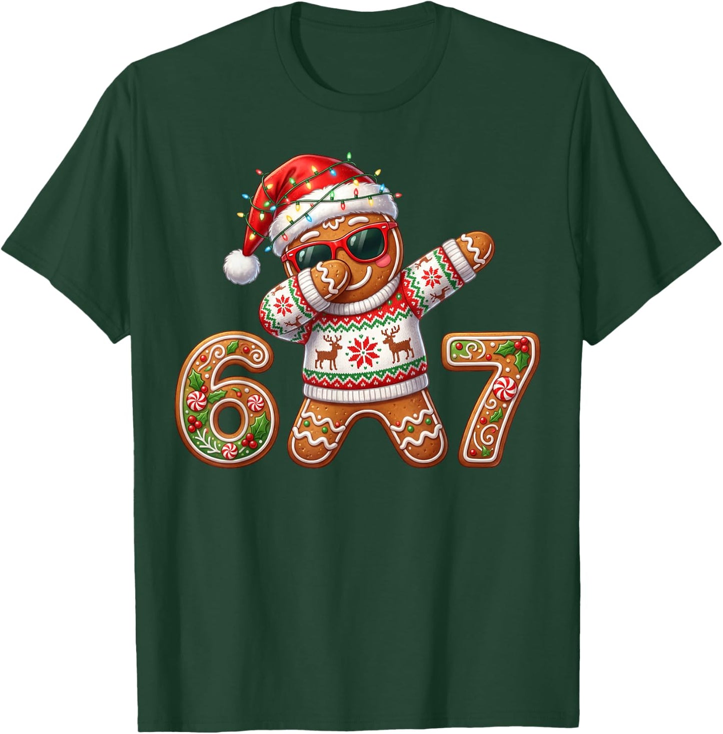 Funny Gingerbread Six Seven 67 Ice Cream Drip Christmas Boys T-Shirt - T-Shirt | Forest