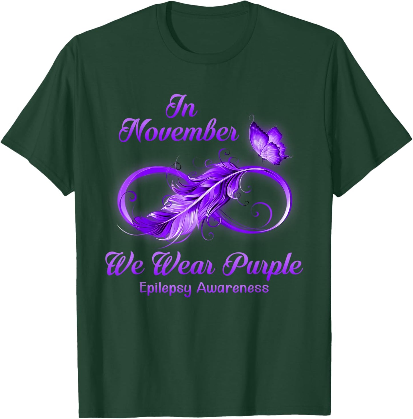Butterfly In November We Wear Purple Epilepsy Awareness T-Shirt - T-Shirt | Forest