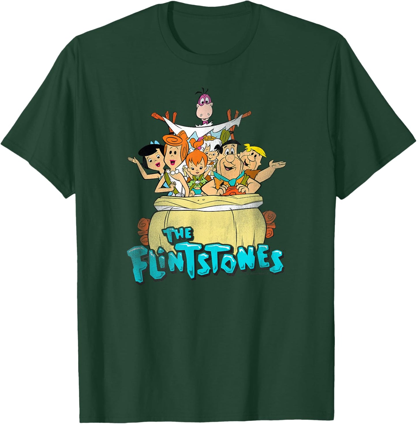 Popfunk The Flintstones Ride On Kids Blue Small Cartoon T-Shirt - T-Shirt | Forest