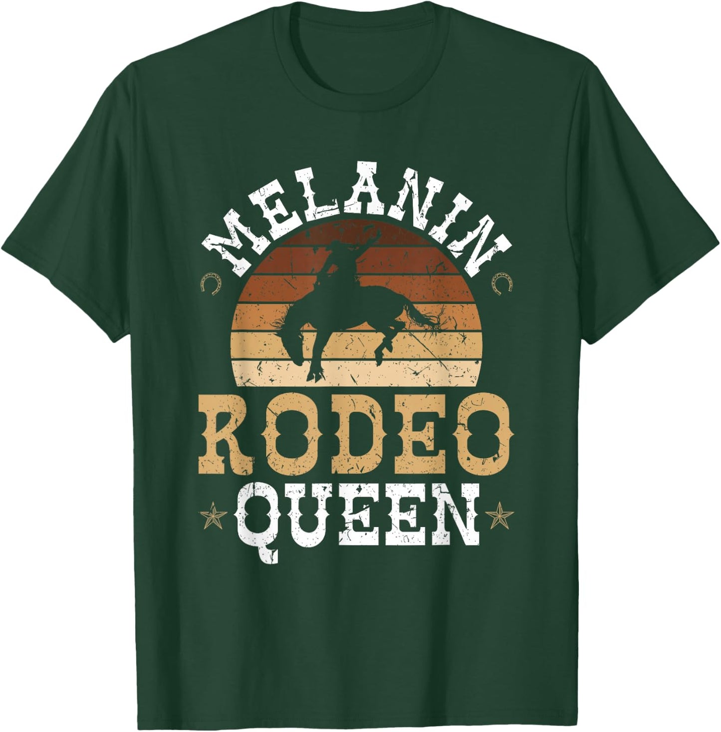 Melanin Rodeo Queen Bronc Rides African American Cowgirl T-Shirt - T-Shirt | Forest