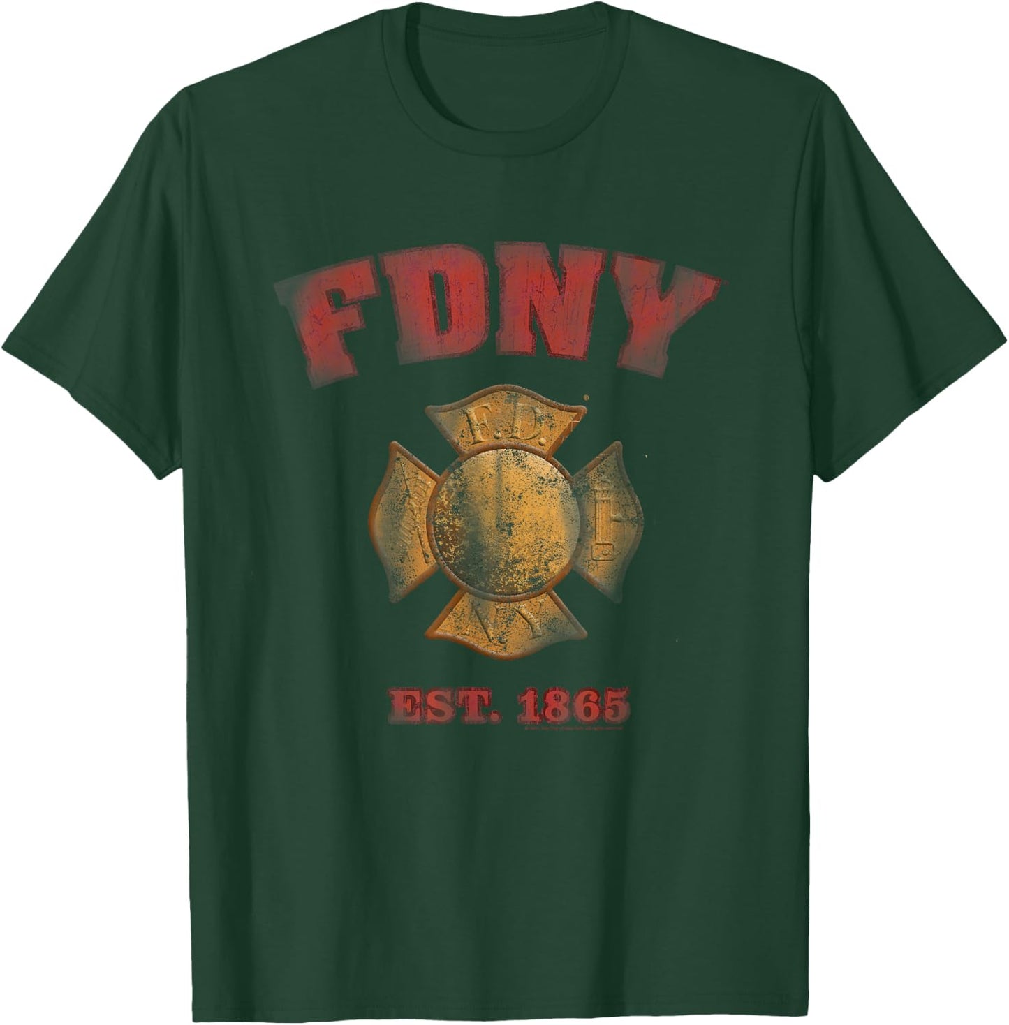New York City FDNY Vintage Badge T-Shirt - T-Shirt | Forest