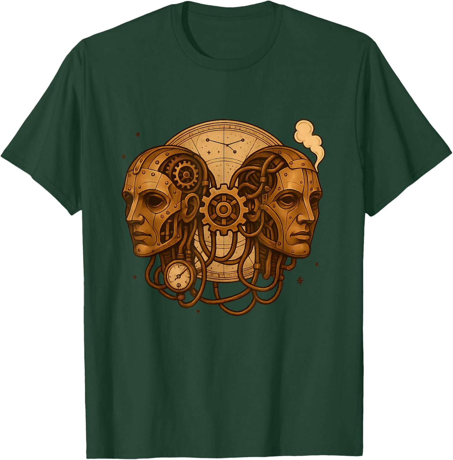 Gemini Steampunk Zodiac Twins Gear T-Shirt - T-Shirt | Forest