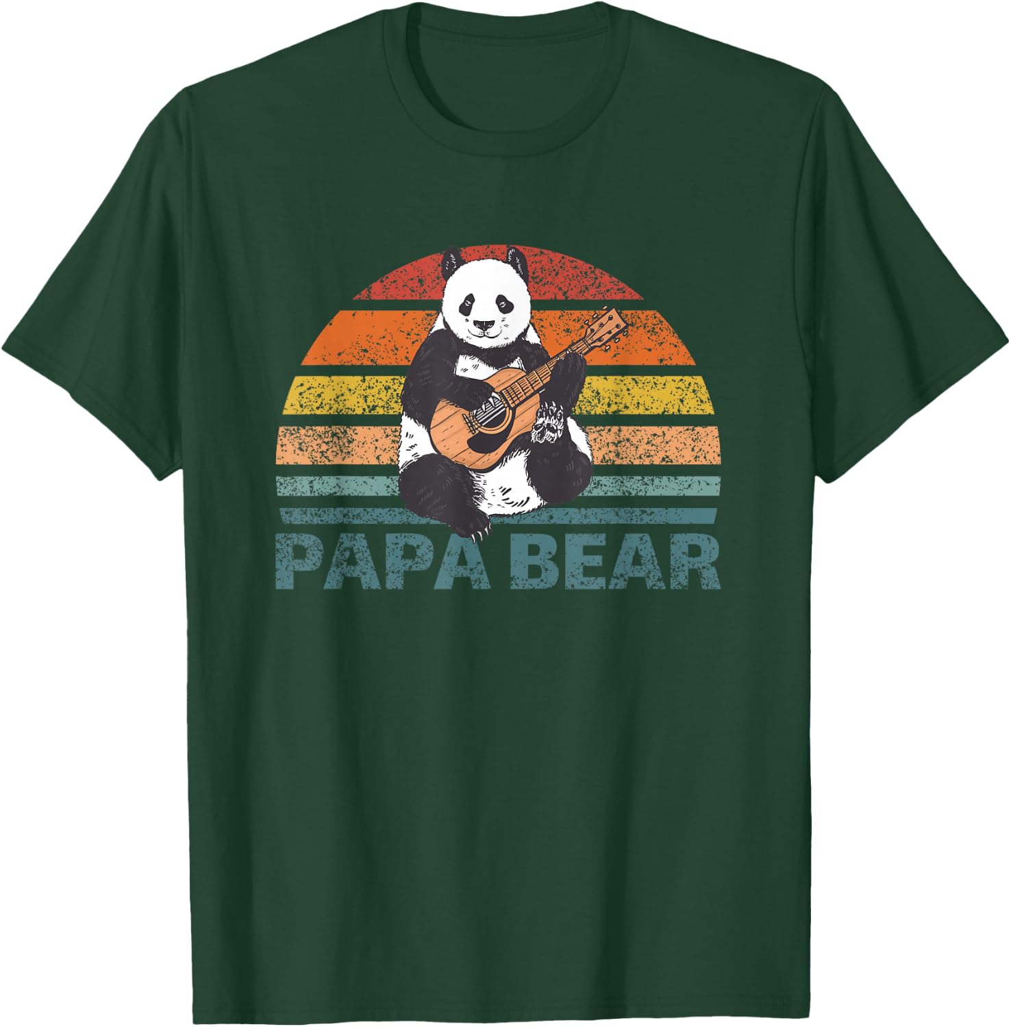 Papabear Father's Day Best Papa Plays Guitar Papa Panda T-Shirt - T-Shirt | Forest
