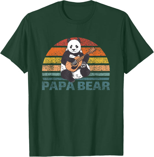 Papabear Father's Day Best Papa Plays Guitar Papa Panda T-Shirt - T-Shirt | Forest