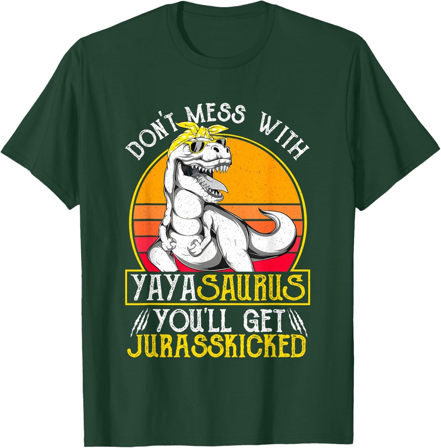 Vintage Jurasskicked Yaya Saurus T Shirt, Dino Greek Grandma T-Shirt - T-Shirt | Forest