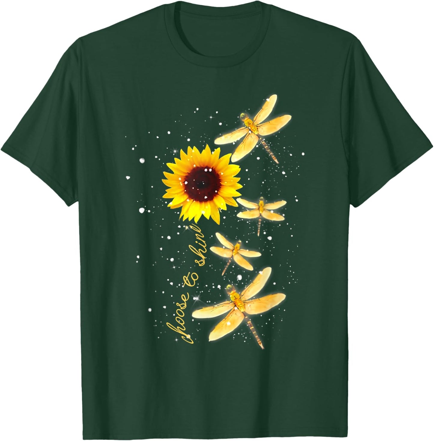 Dragonfly Sunflower Teacher Growth Mindset Choose To Shine Men Women Kids T-Shirt - T-Shirt | Forest