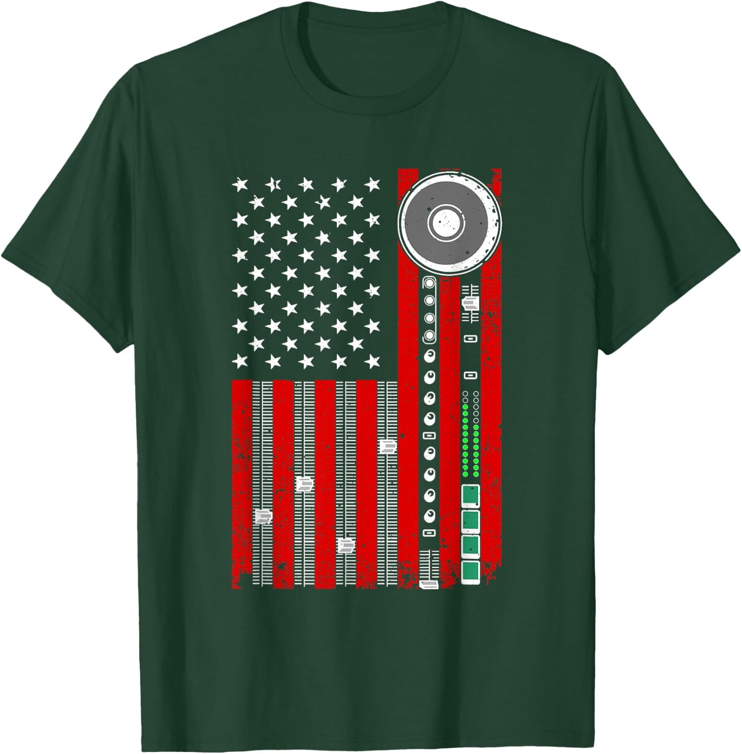 Cool Music Producer Women American Flag Patriotic DJ T-Shirt - T-Shirt | Forest