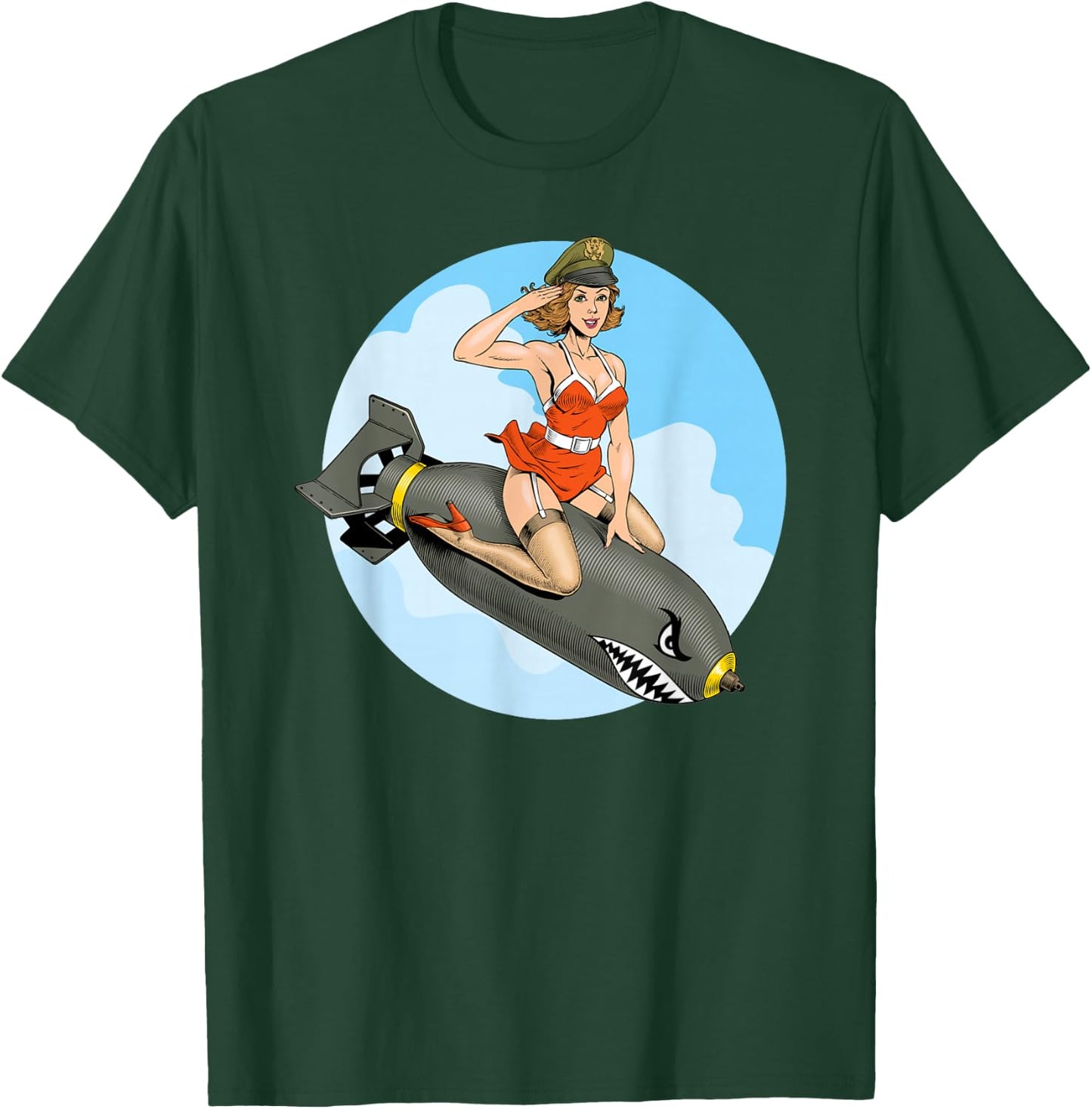 Pin Up Girl Bomber Aviation Bomb Pinup Girl T-Shirt - T-Shirt | Forest