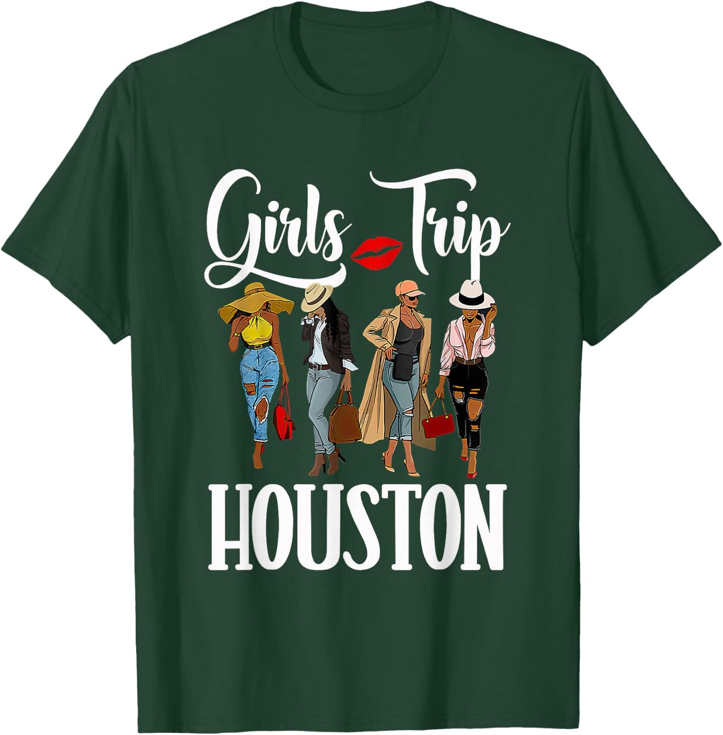 Girls Trip Houston For Melanin Afro Black Vacation Women T-Shirt - T-Shirt | Forest
