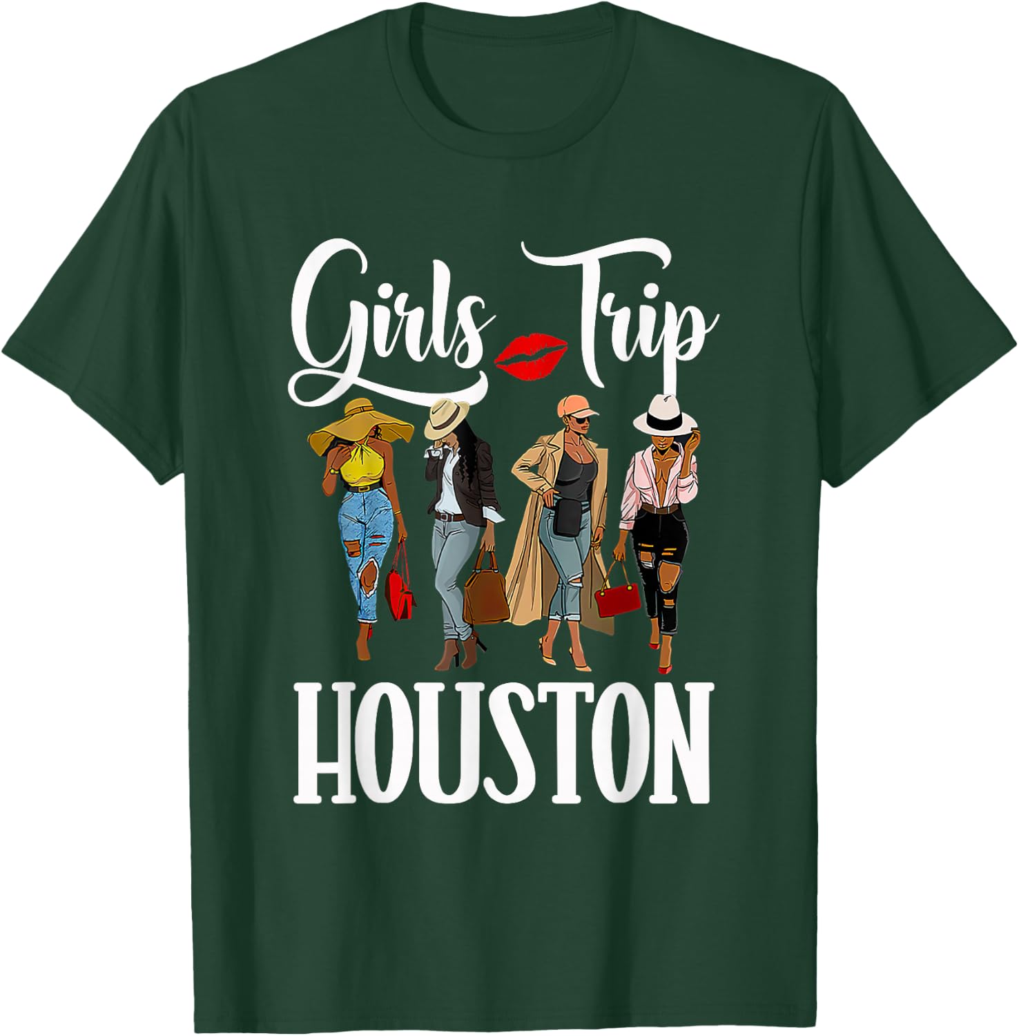 Girls Trip Houston For Melanin Afro Black Vacation Women T-Shirt - T-Shirt | Forest