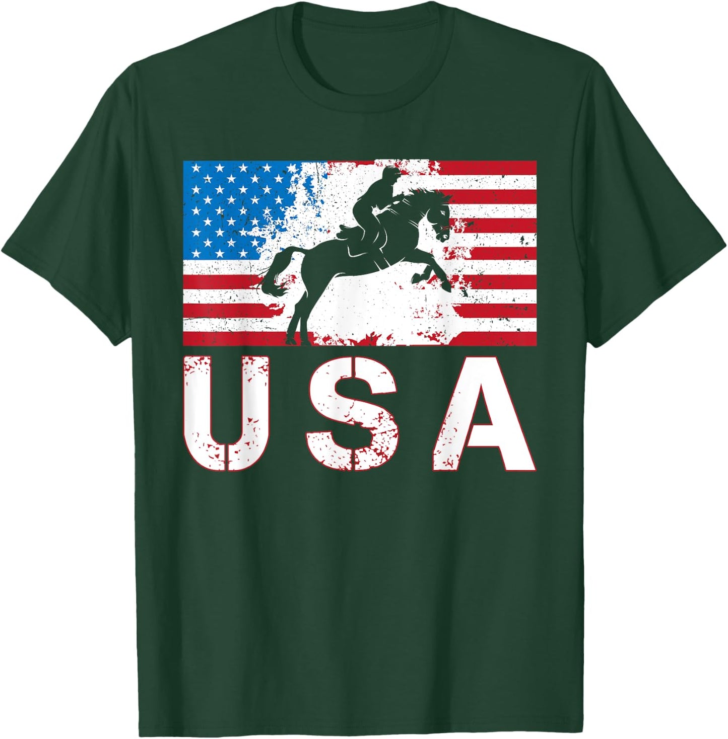 USA Equestrian team American flag US Horses rider men women T-Shirt - T-Shirt | Forest